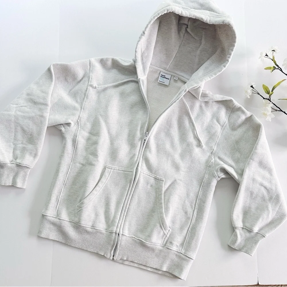 Aritzia TNA Sweatfleece Cozy Fleece Boyfriend Fit Top Zip Up Sweatshirt - Picture 7 of 12